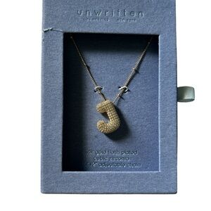 Unwritten 14k Gold Plated Cubic Zerconia Letter “J” Pendant Necklace